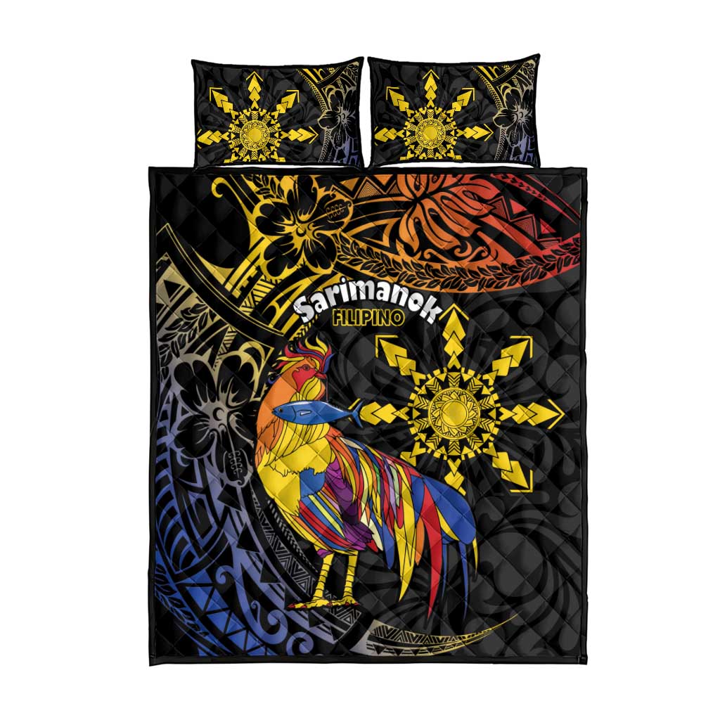 Philippines Sarimanok Quilt Bed Set Papanok Legendary Bird Okir Polynesian Pattern LT14 - Polynesian Pride