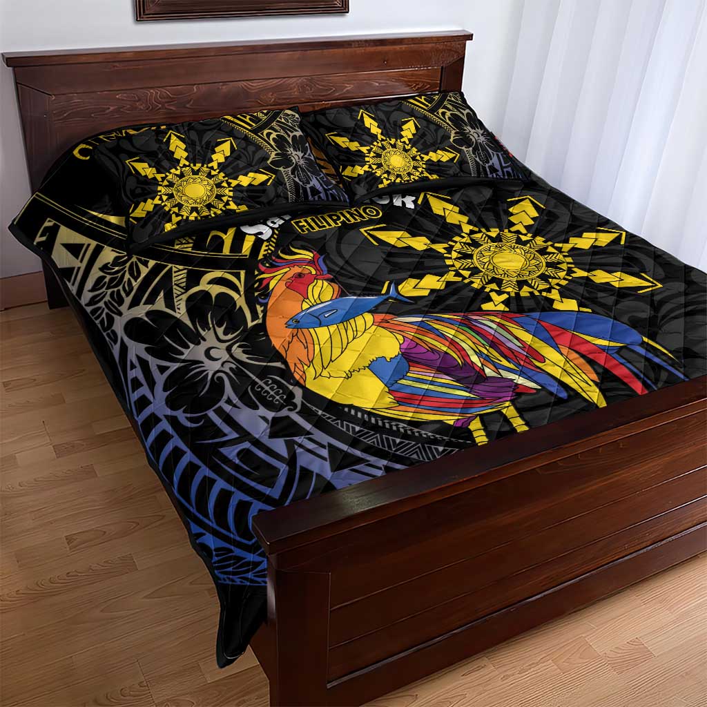 Philippines Sarimanok Quilt Bed Set Papanok Legendary Bird Okir Polynesian Pattern LT14 - Polynesian Pride