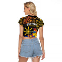 Philippines Sarimanok Raglan Cropped T Shirt Papanok Legendary Bird Okir Polynesian Pattern