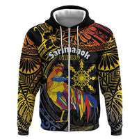 Philippines Sarimanok Zip Hoodie Papanok Legendary Bird Okir Polynesian Pattern