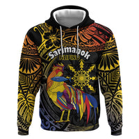 Philippines Sarimanok Zip Hoodie Papanok Legendary Bird Okir Polynesian Pattern