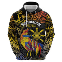 Philippines Sarimanok Zip Hoodie Papanok Legendary Bird Okir Polynesian Pattern