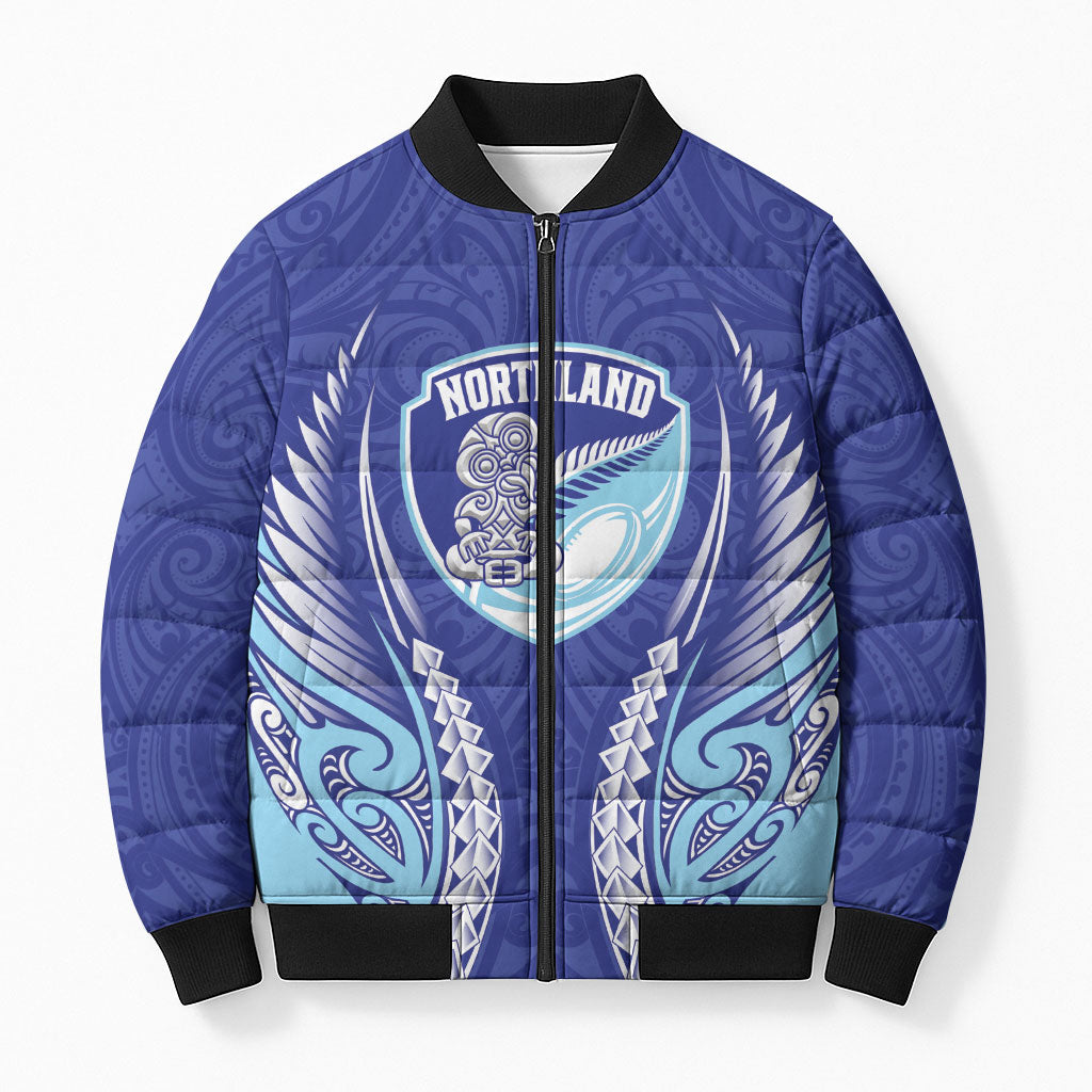 Northland 2026 Rugby Custom Bomber Puffer Jacket NZ Maori Silver Fern LT14 Unisex Blue - Polynesian Pride