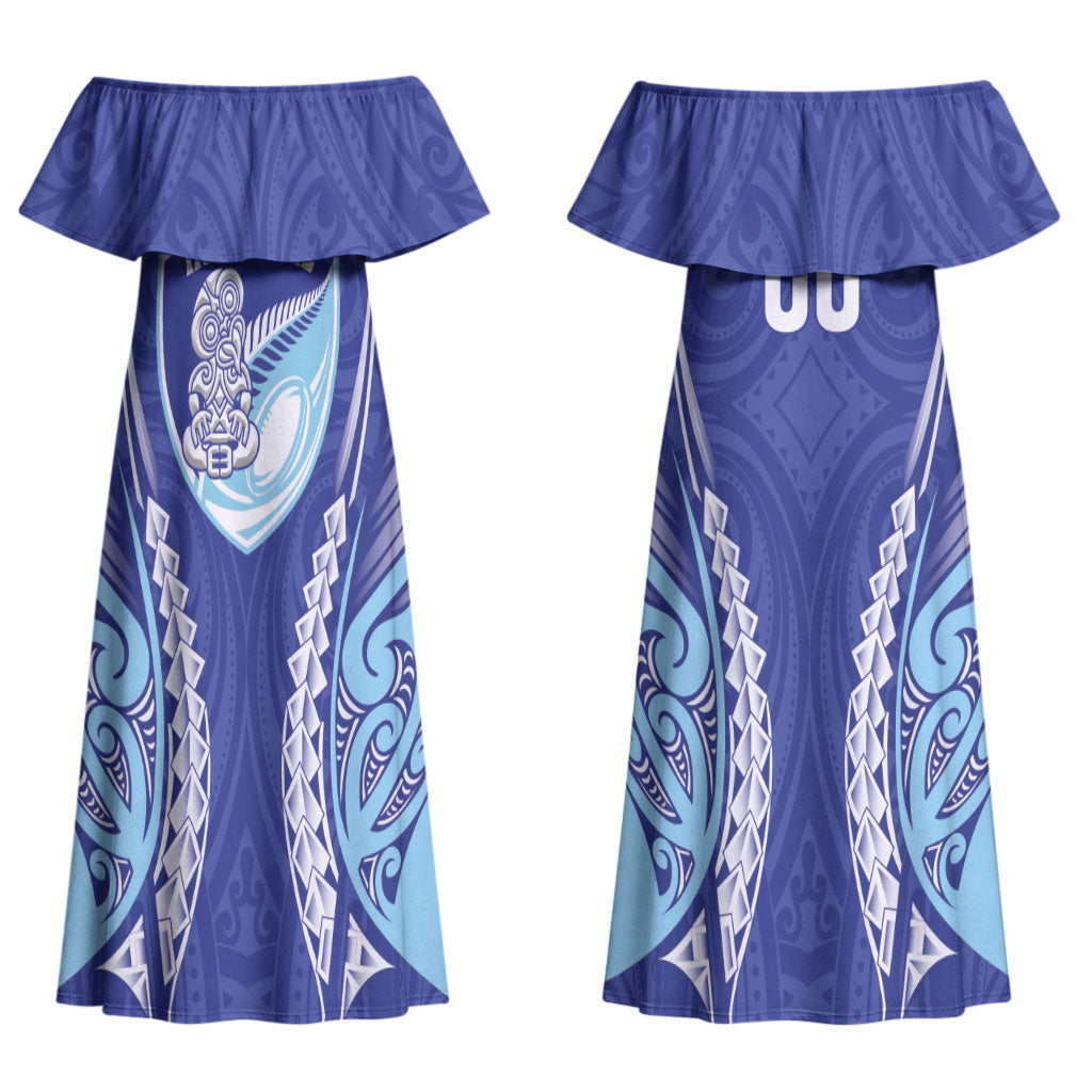Northland 2026 Rugby Custom Couples Matching Off Shoulder Maxi Dress and Hawaiian Shirt NZ Maori Silver Fern LT14 - Polynesian Pride