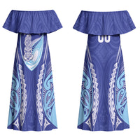 Northland 2026 Rugby Custom Couples Matching Off Shoulder Maxi Dress and Hawaiian Shirt NZ Maori Silver Fern LT14 - Polynesian Pride