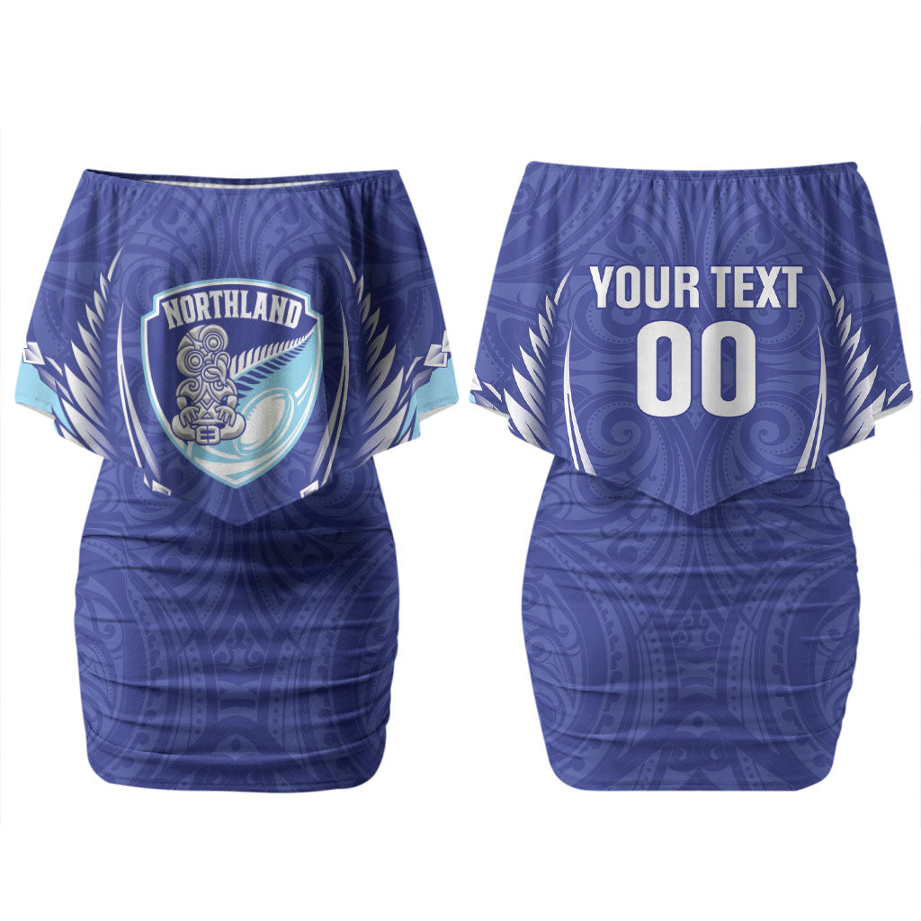 Northland 2026 Rugby Custom Couples Matching Off Shoulder Short Dress and Hawaiian Shirt NZ Maori Silver Fern LT14 - Polynesian Pride