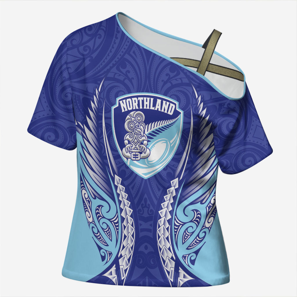 Northland 2026 Rugby Custom Cross Shoulder Shirt NZ Maori Silver Fern LT14 Female Blue - Polynesian Pride