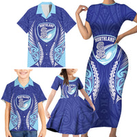 Northland 2026 Rugby Custom Family Matching Short Sleeve Bodycon Dress and Hawaiian Shirt NZ Maori Silver Fern