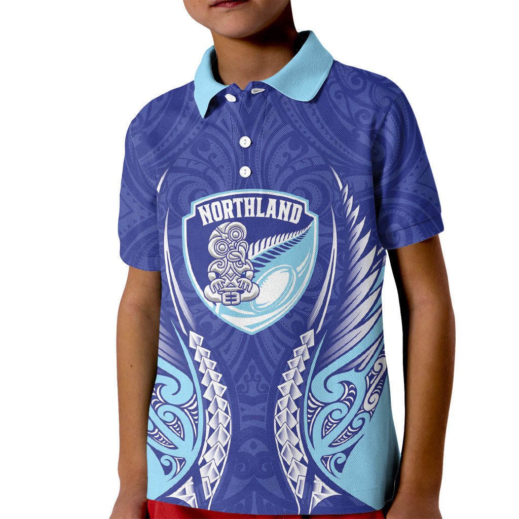Northland 2026 Rugby Custom Kid Polo Shirt NZ Maori Silver Fern LT14 Kid Blue - Polynesian Pride