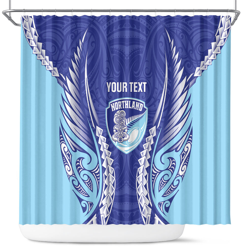Northland 2026 Rugby Custom Shower Curtain NZ Maori Silver Fern LT14 Blue - Polynesian Pride