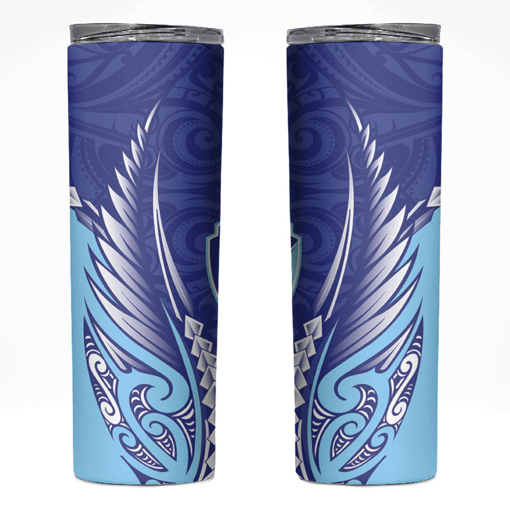 Northland 2026 Rugby Custom Skinny Tumbler NZ Maori Silver Fern LT14 Blue - Polynesian Pride