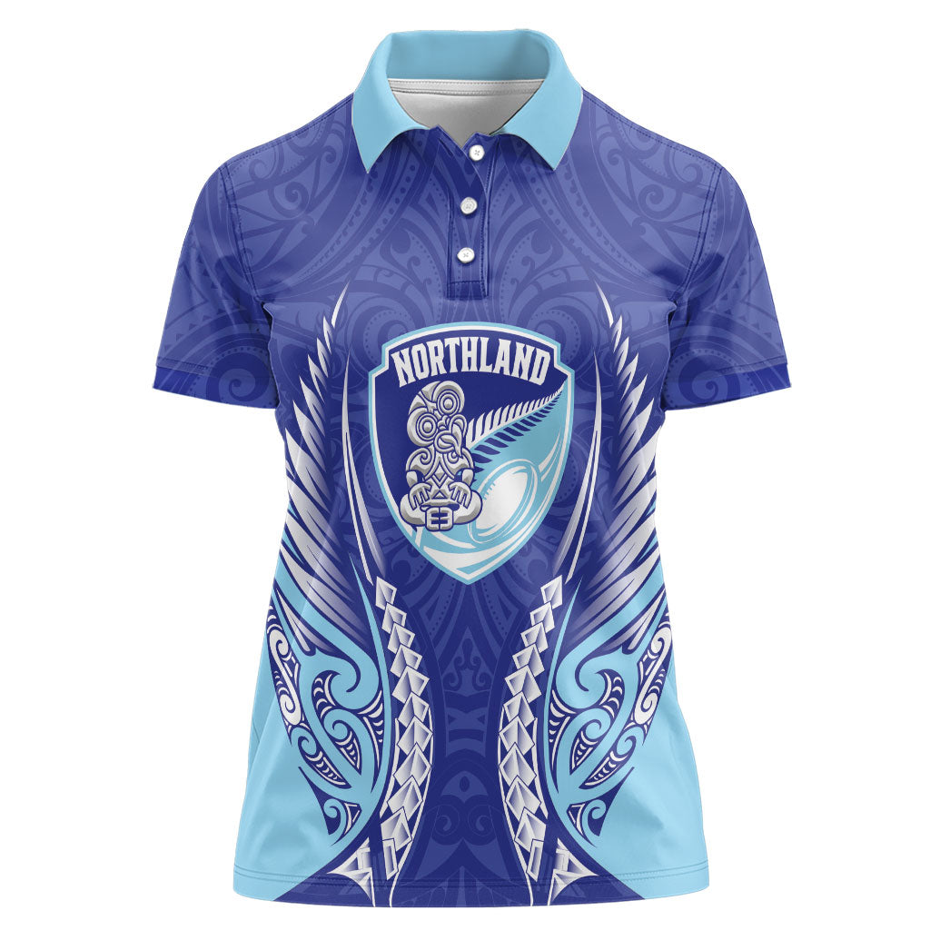 Northland 2026 Rugby Custom Women Polo Shirt NZ Maori Silver Fern LT14 Female Blue - Polynesian Pride