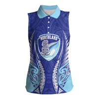 Northland 2026 Rugby Custom Women Sleeveless Polo Shirt NZ Maori Silver Fern LT14 Female Blue - Polynesian Pride