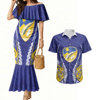 Otago 2026 Rugby Custom Couples Matching Mermaid Dress and Hawaiian Shirt NZ Maori Silver Fern LT14 Blue - Polynesian Pride