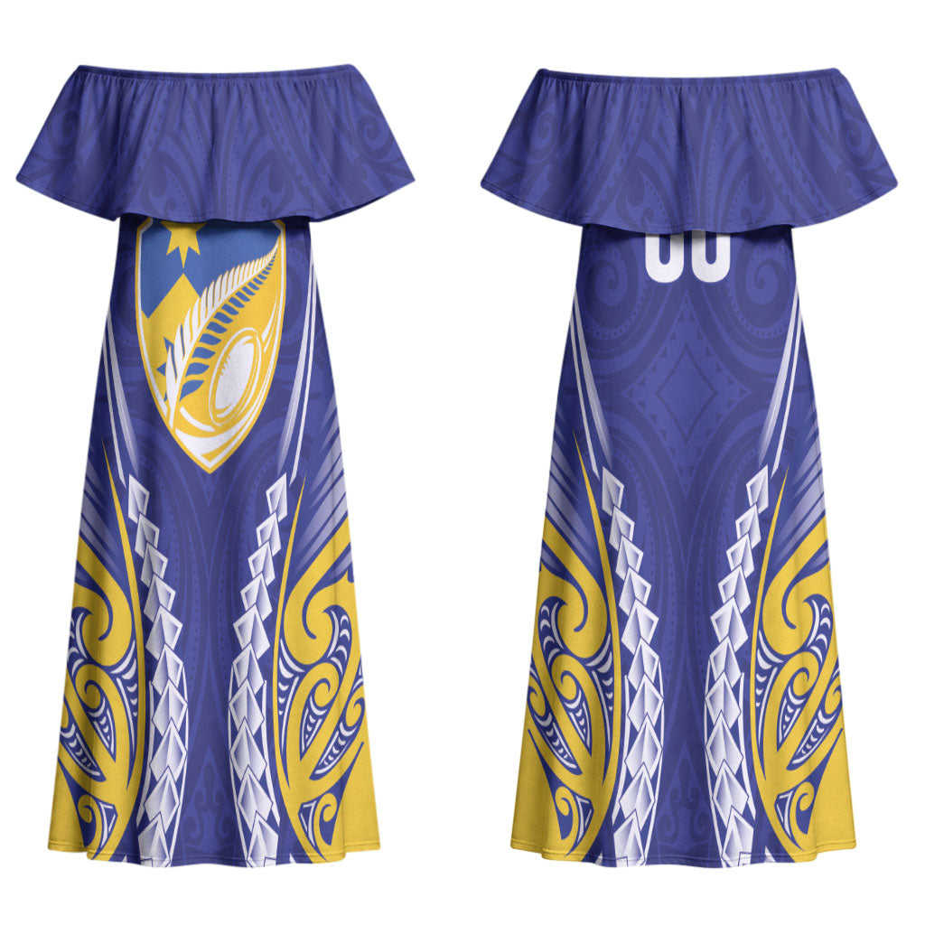 Otago 2026 Rugby Custom Couples Matching Off Shoulder Maxi Dress and Long Sleeve Button Shirt NZ Maori Silver Fern LT14 - Polynesian Pride