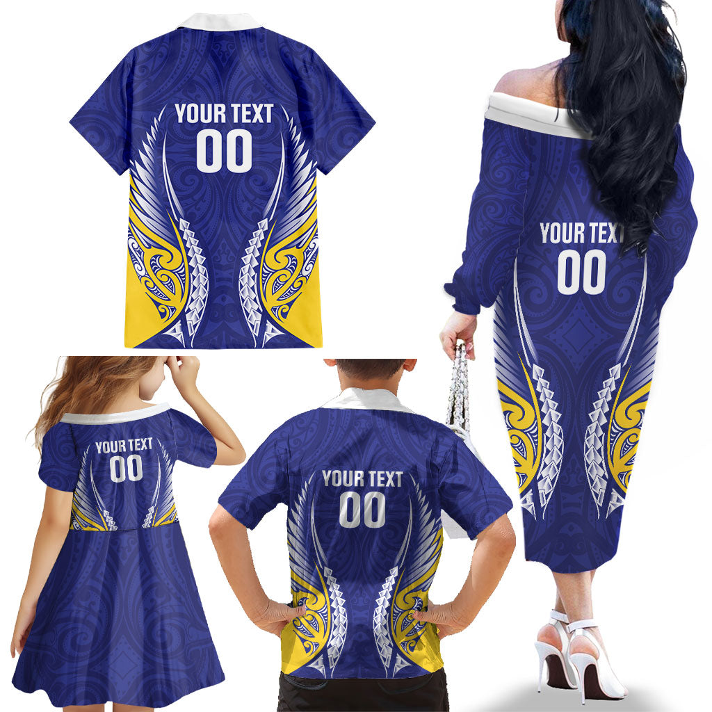 Otago 2026 Rugby Custom Family Matching Off The Shoulder Long Sleeve Dress and Hawaiian Shirt NZ Maori Silver Fern