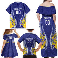 Otago 2026 Rugby Custom Family Matching Off Shoulder Maxi Dress and Hawaiian Shirt NZ Maori Silver Fern