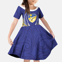Otago 2026 Rugby Custom Family Matching Off Shoulder Short Dress and Hawaiian Shirt NZ Maori Silver Fern