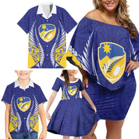 Otago 2026 Rugby Custom Family Matching Off Shoulder Short Dress and Hawaiian Shirt NZ Maori Silver Fern