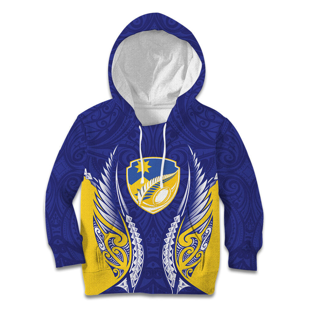 Otago 2026 Rugby Custom Kid Hoodie NZ Maori Silver Fern LT14 Hoodie Blue - Polynesian Pride