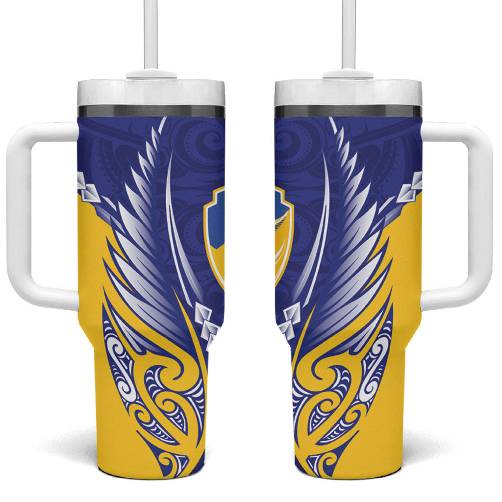 Otago 2026 Rugby Custom Tumbler With Handle NZ Maori Silver Fern LT14 One Size: 40 oz Blue - Polynesian Pride