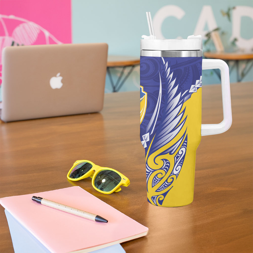 Otago 2026 Rugby Custom Tumbler With Handle NZ Maori Silver Fern LT14 - Polynesian Pride