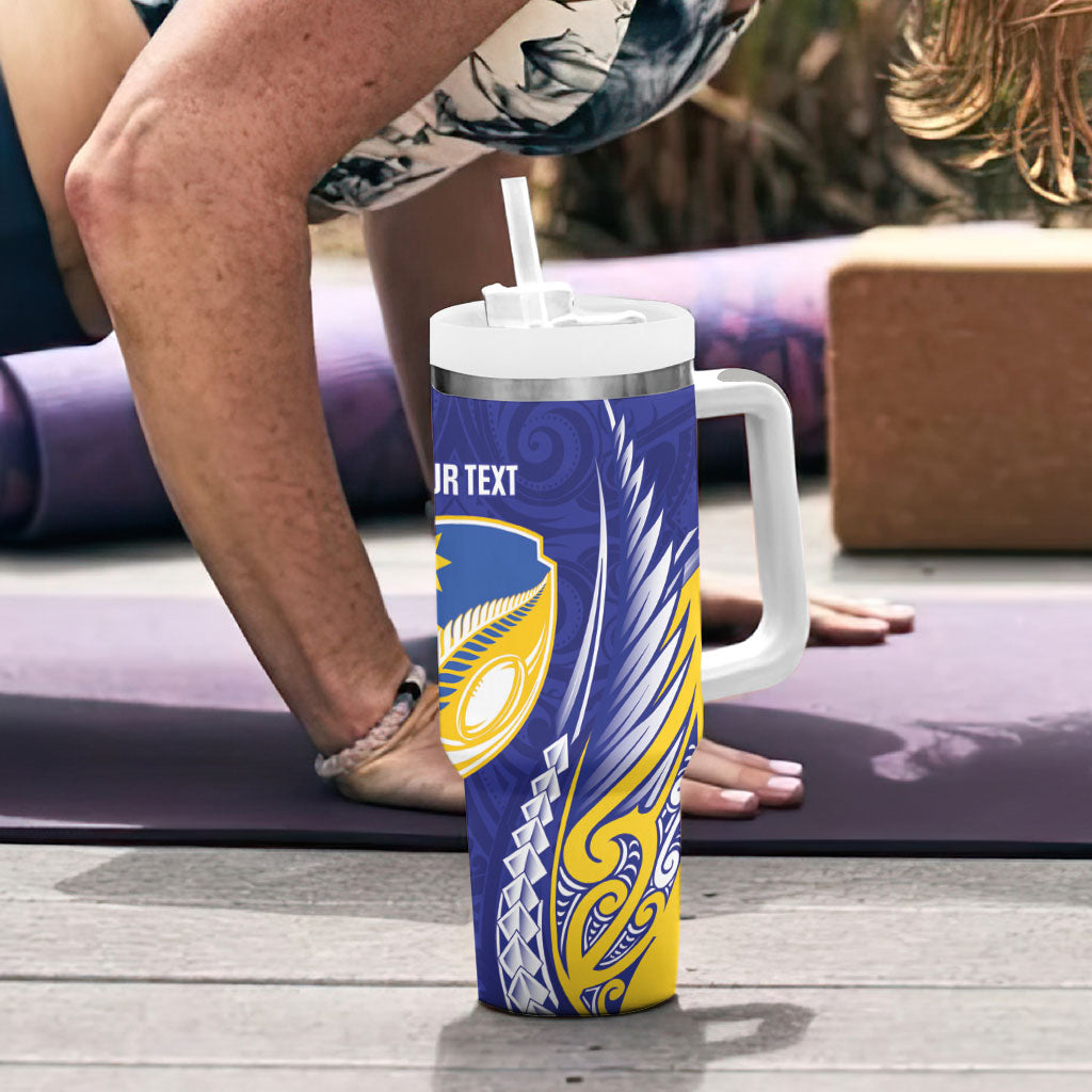 Otago 2026 Rugby Custom Tumbler With Handle NZ Maori Silver Fern LT14 - Polynesian Pride