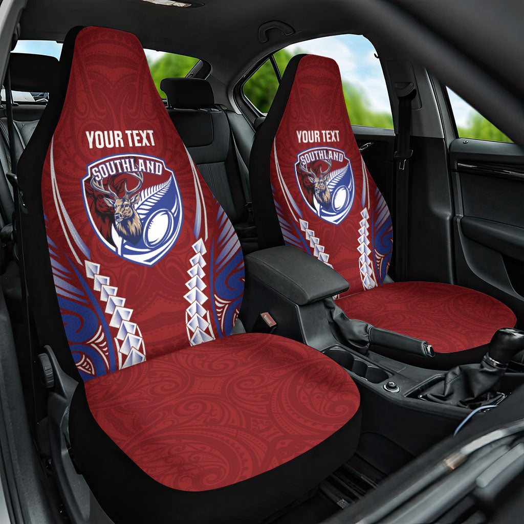 Southland 2026 Rugby Custom Car Seat Cover NZ Maori Silver Fern LT14 One Size Maroon - Polynesian Pride