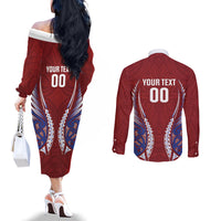 Southland 2026 Rugby Custom Couples Matching Off The Shoulder Long Sleeve Dress and Long Sleeve Button Shirt NZ Maori Silver Fern