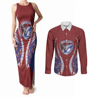 Southland 2026 Rugby Custom Couples Matching Tank Maxi Dress and Long Sleeve Button Shirt NZ Maori Silver Fern LT14 Maroon - Polynesian Pride