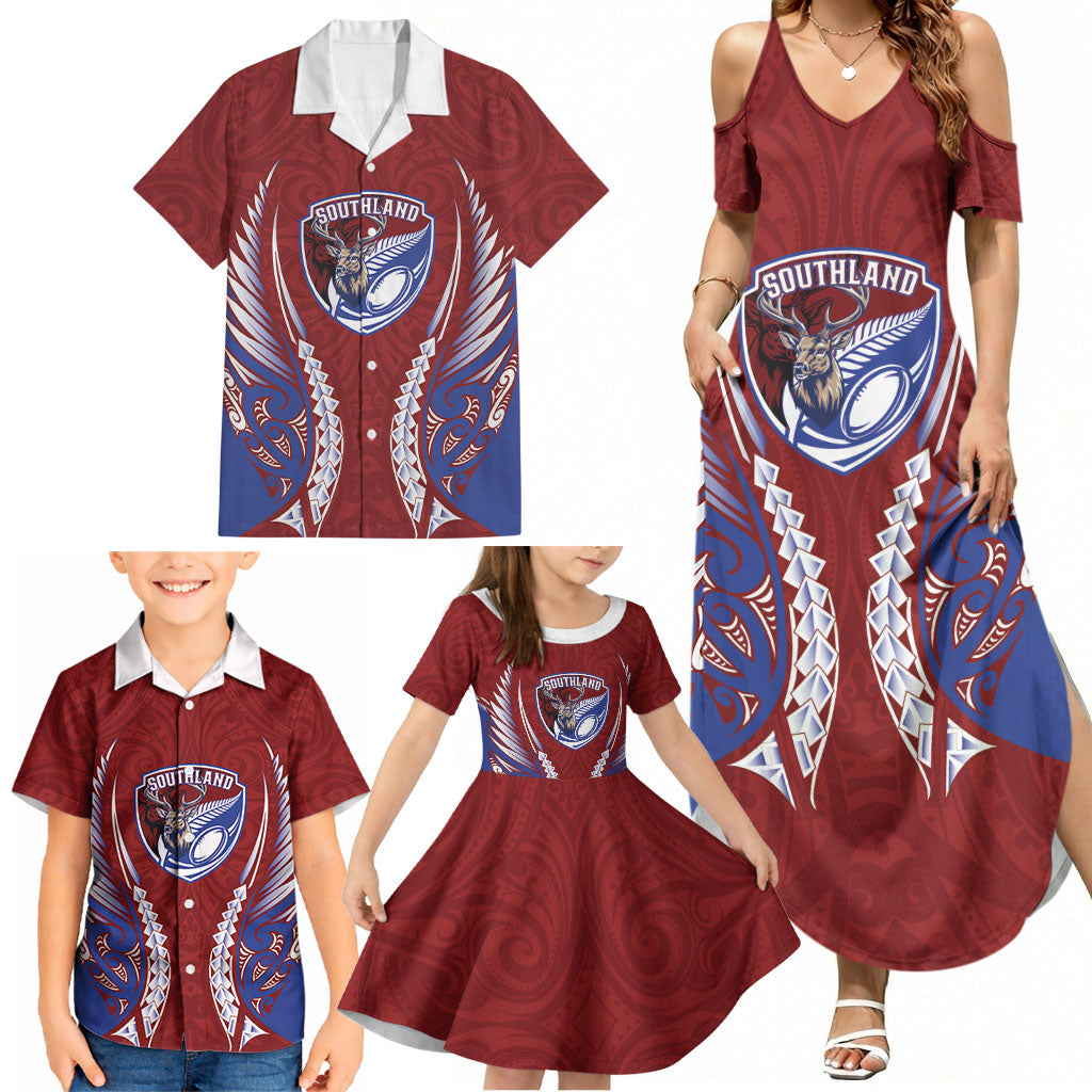 Southland 2026 Rugby Custom Family Matching Summer Maxi Dress and Hawaiian Shirt NZ Maori Silver Fern LT14 - Polynesian Pride