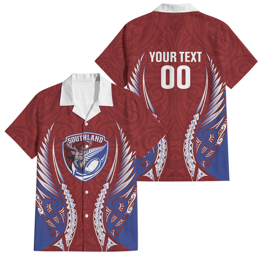 Southland 2026 Rugby Custom Family Matching Summer Maxi Dress and Hawaiian Shirt NZ Maori Silver Fern LT14 Dad's Shirt - Short Sleeve Maroon - Polynesian Pride