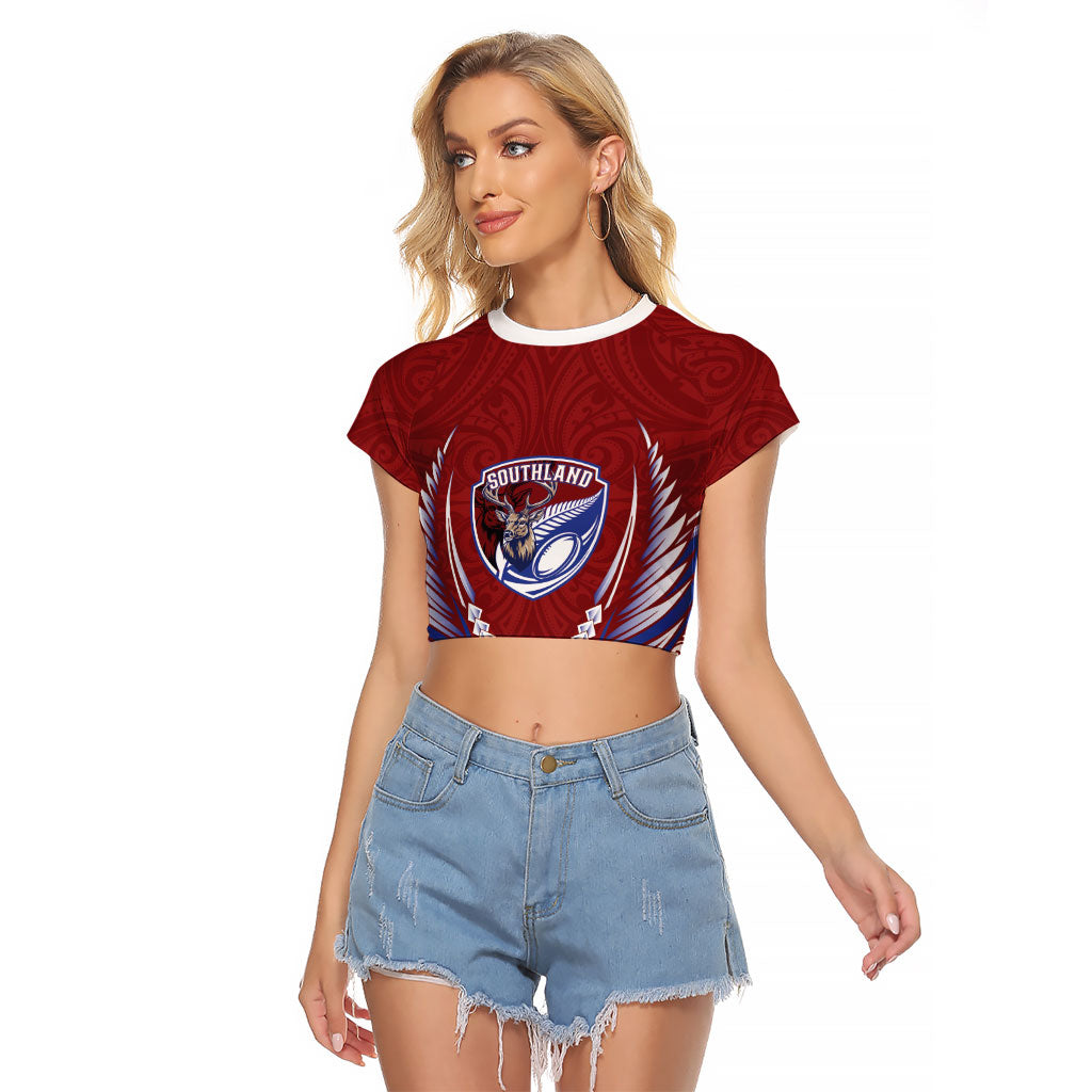 Southland 2026 Rugby Custom Raglan Cropped T Shirt NZ Maori Silver Fern