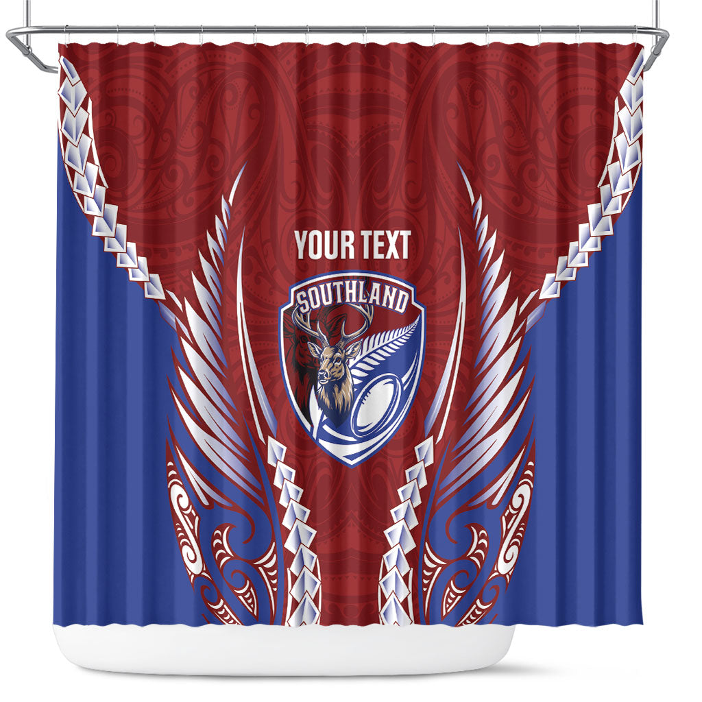 Southland 2026 Rugby Custom Shower Curtain NZ Maori Silver Fern LT14 Maroon - Polynesian Pride