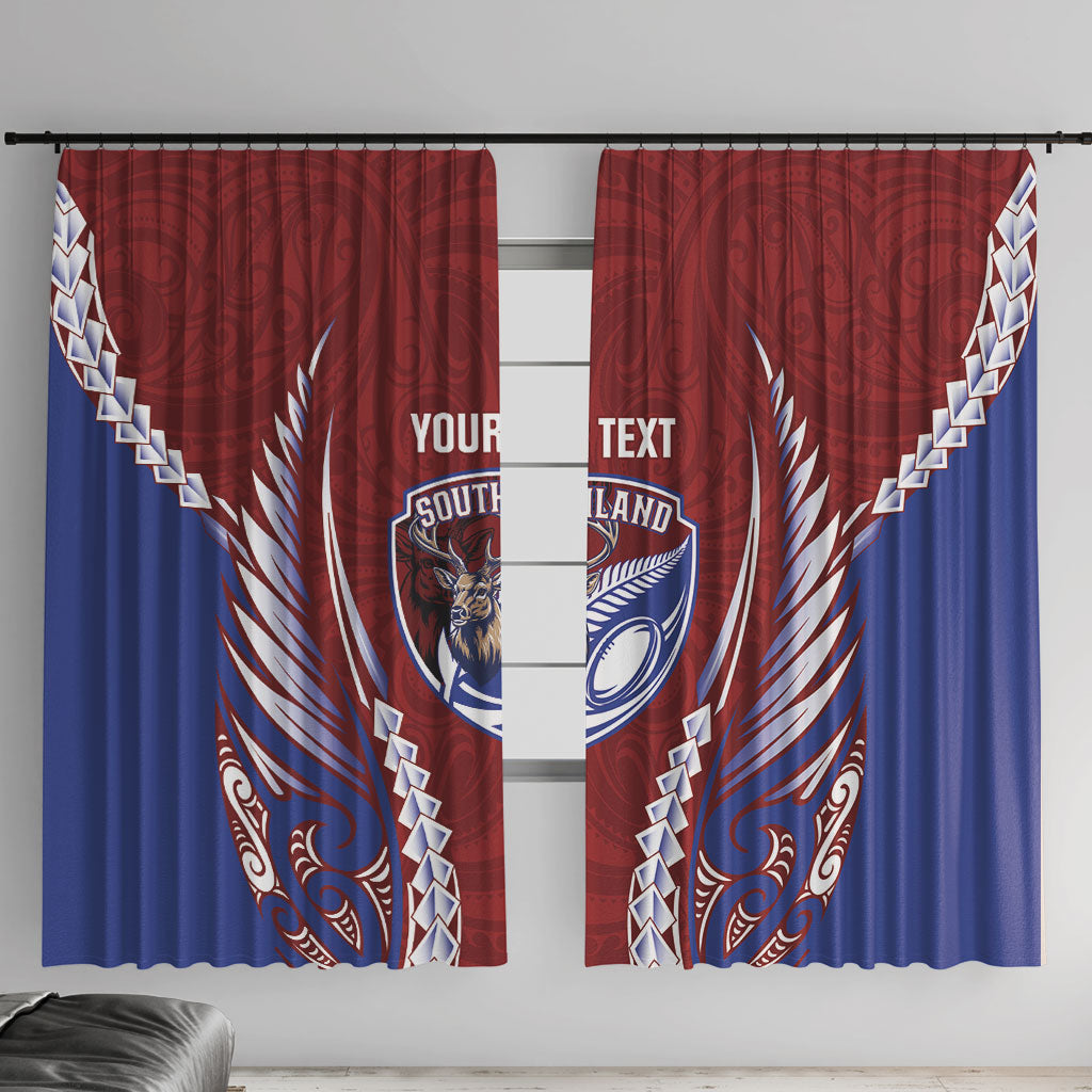 Southland 2026 Rugby Custom Window Curtain NZ Maori Silver Fern