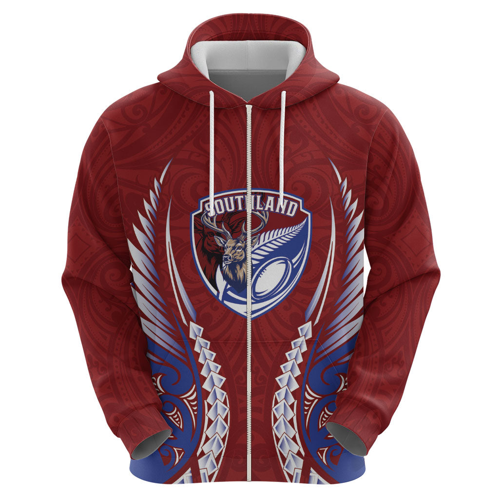 Southland 2026 Rugby Custom Zip Hoodie NZ Maori Silver Fern