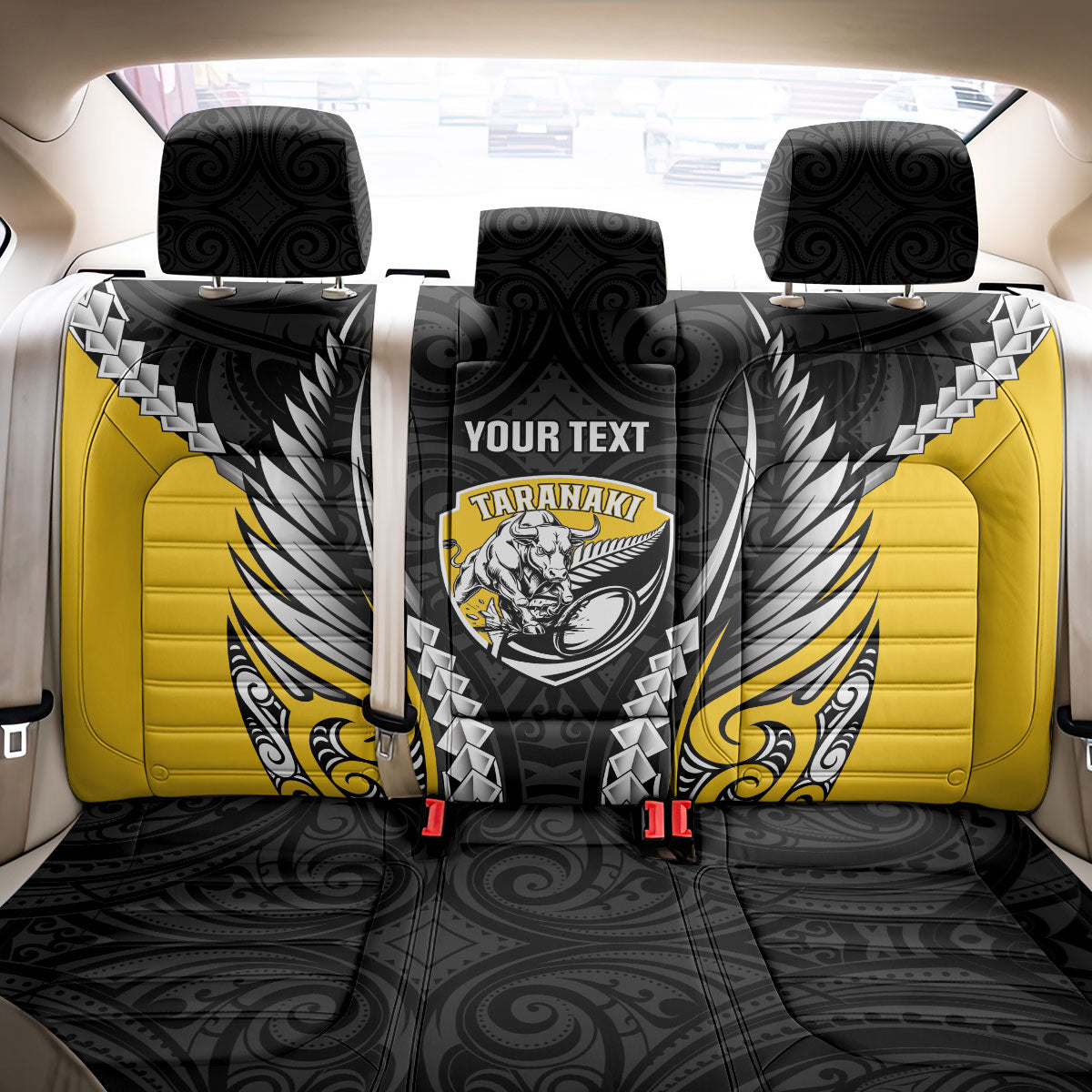Taranaki 2026 Rugby Custom Back Car Seat Cover NZ Maori Silver Fern