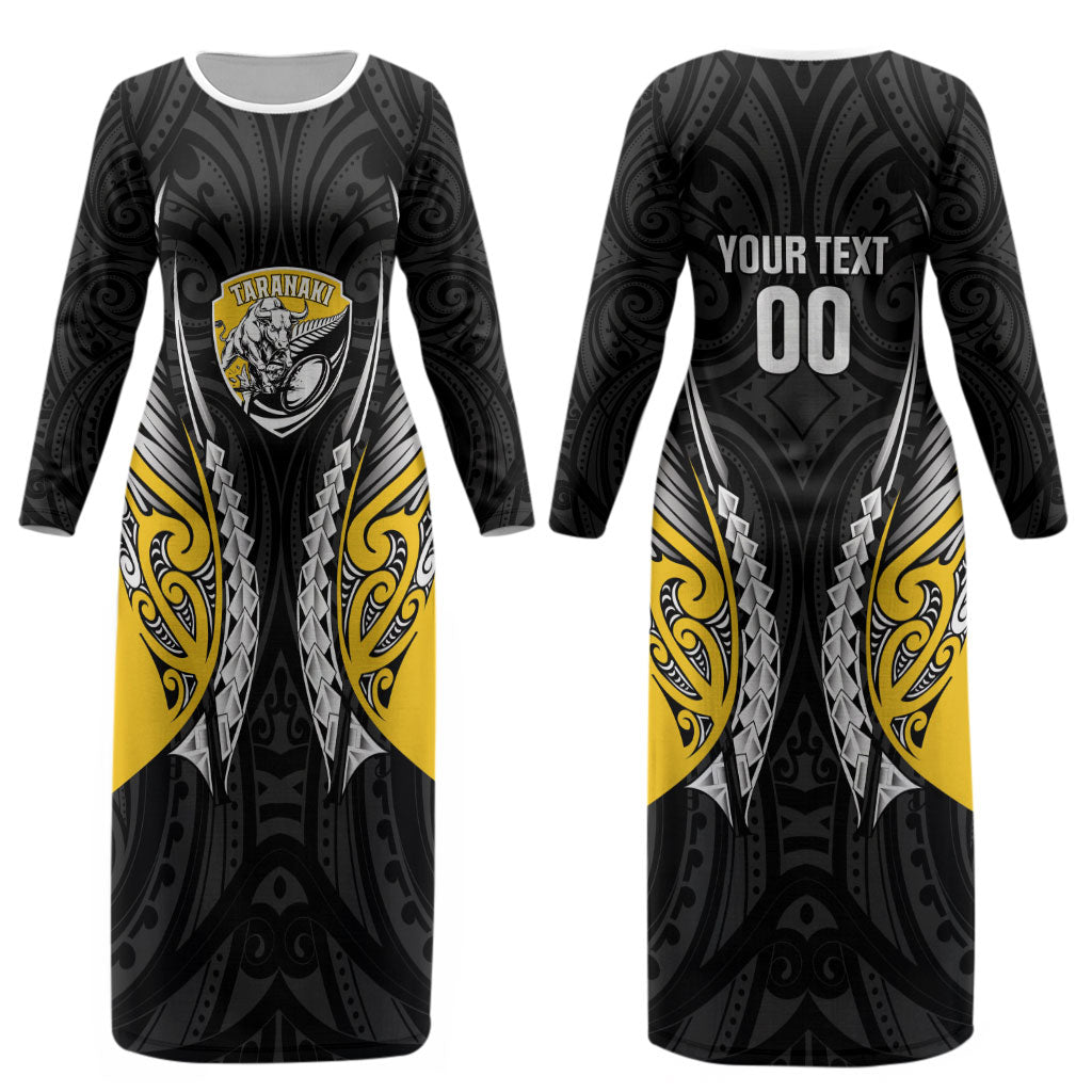Taranaki 2026 Rugby Custom Couples Matching Long Sleeve Bodycon Dress and Long Sleeve Button Shirt NZ Maori Silver Fern LT14 - Polynesian Pride