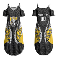 Taranaki 2026 Rugby Custom Couples Matching Summer Maxi Dress and Long Sleeve Button Shirt NZ Maori Silver Fern LT14 - Polynesian Pride