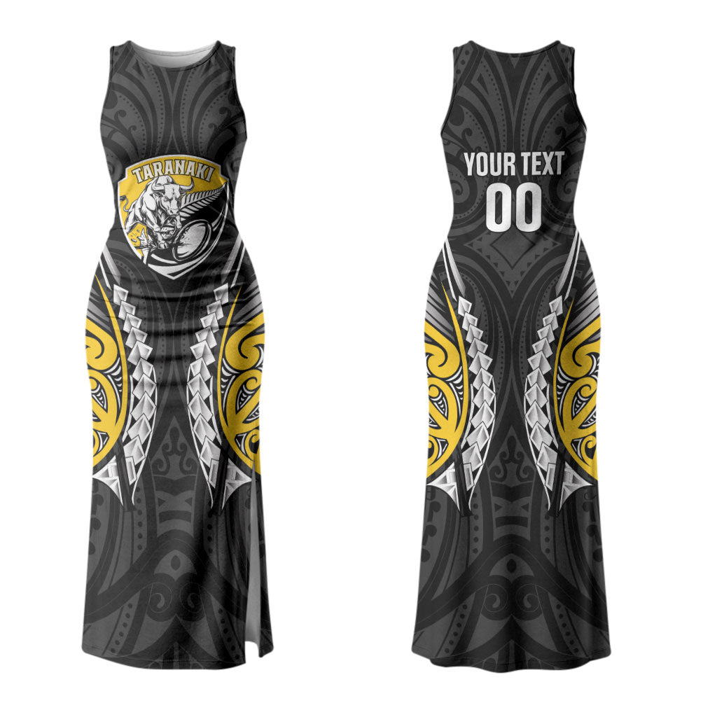 Taranaki 2026 Rugby Custom Couples Matching Tank Maxi Dress and Long Sleeve Button Shirt NZ Maori Silver Fern LT14 - Polynesian Pride