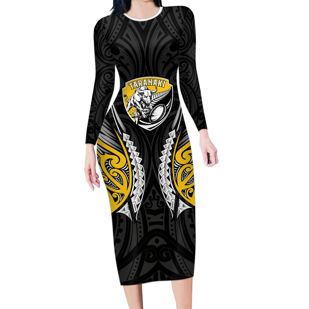 Taranaki 2026 Rugby Custom Family Matching Long Sleeve Bodycon Dress and Hawaiian Shirt NZ Maori Silver Fern