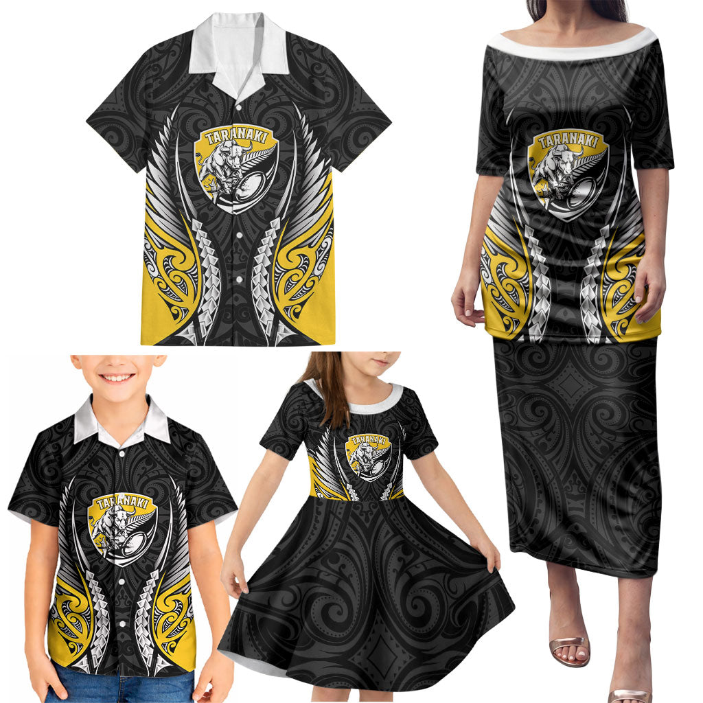 Taranaki 2026 Rugby Custom Family Matching Puletasi and Hawaiian Shirt NZ Maori Silver Fern LT14 - Polynesian Pride