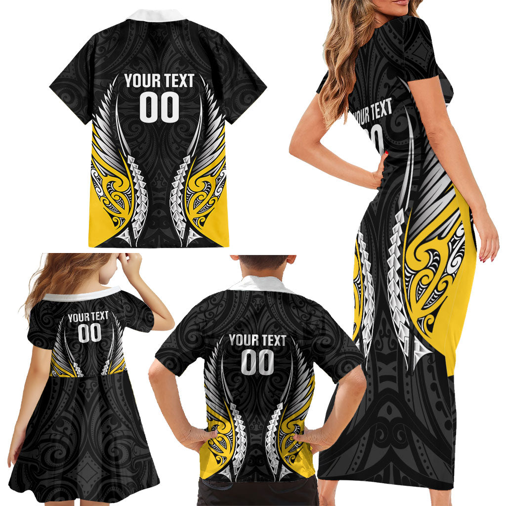Taranaki 2026 Rugby Custom Family Matching Short Sleeve Bodycon Dress and Hawaiian Shirt NZ Maori Silver Fern