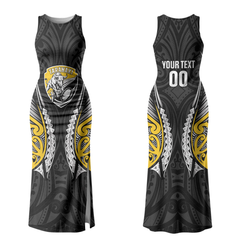 Taranaki 2026 Rugby Custom Family Matching Tank Maxi Dress and Hawaiian Shirt NZ Maori Silver Fern LT14 Mom's Dress Black - Polynesian Pride