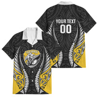 Taranaki 2026 Rugby Custom Family Matching Tank Maxi Dress and Hawaiian Shirt NZ Maori Silver Fern LT14 Dad's Shirt - Short Sleeve Black - Polynesian Pride