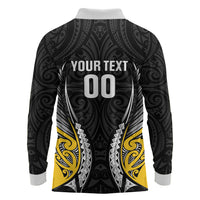 Taranaki 2026 Rugby Custom Long Sleeve Polo Shirt NZ Maori Silver Fern