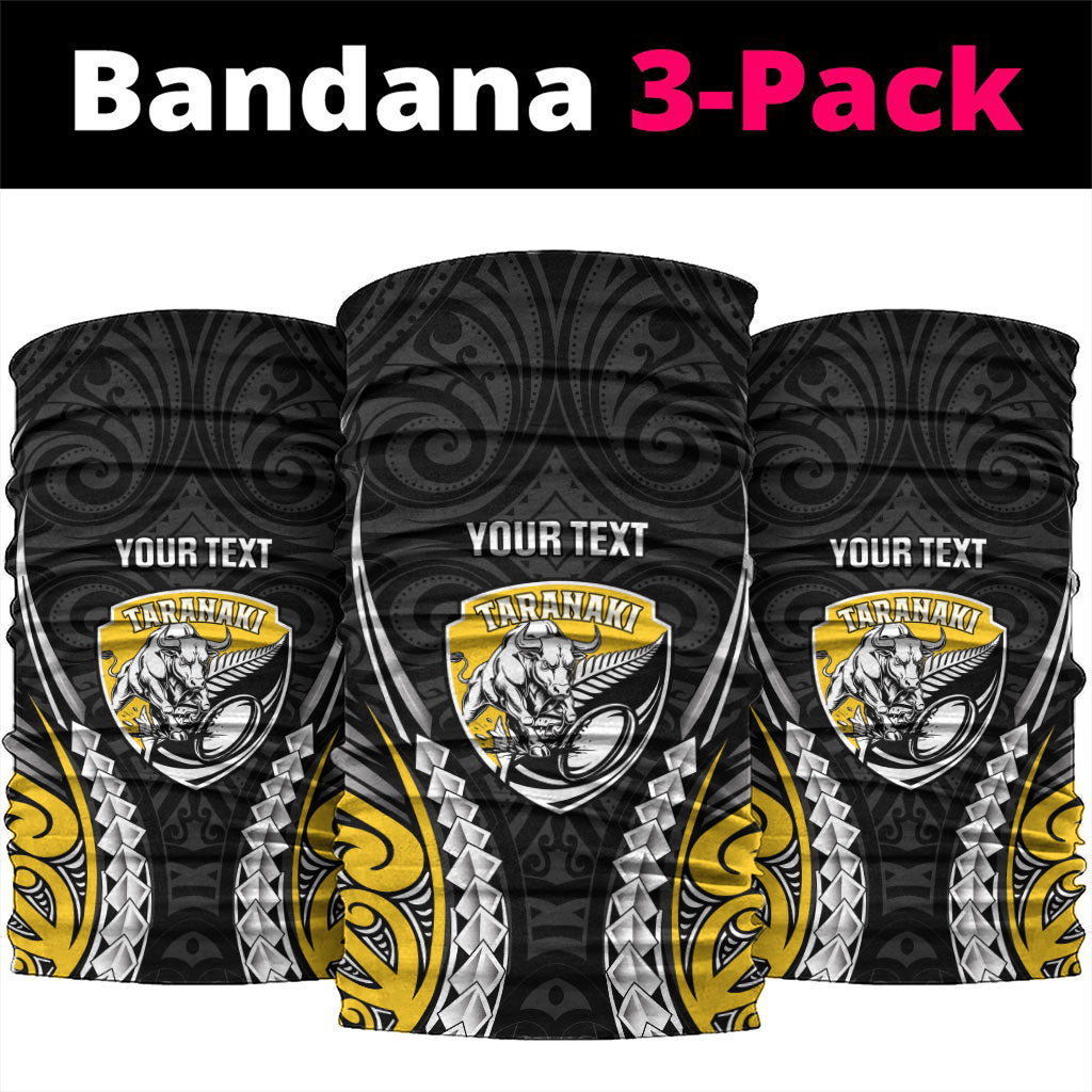 Taranaki 2026 Rugby Custom Neck Gaiter NZ Maori Silver Fern LT14 package One Size: 25*50cm Black - Polynesian Pride