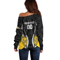 Taranaki 2026 Rugby Custom Off Shoulder Sweater NZ Maori Silver Fern