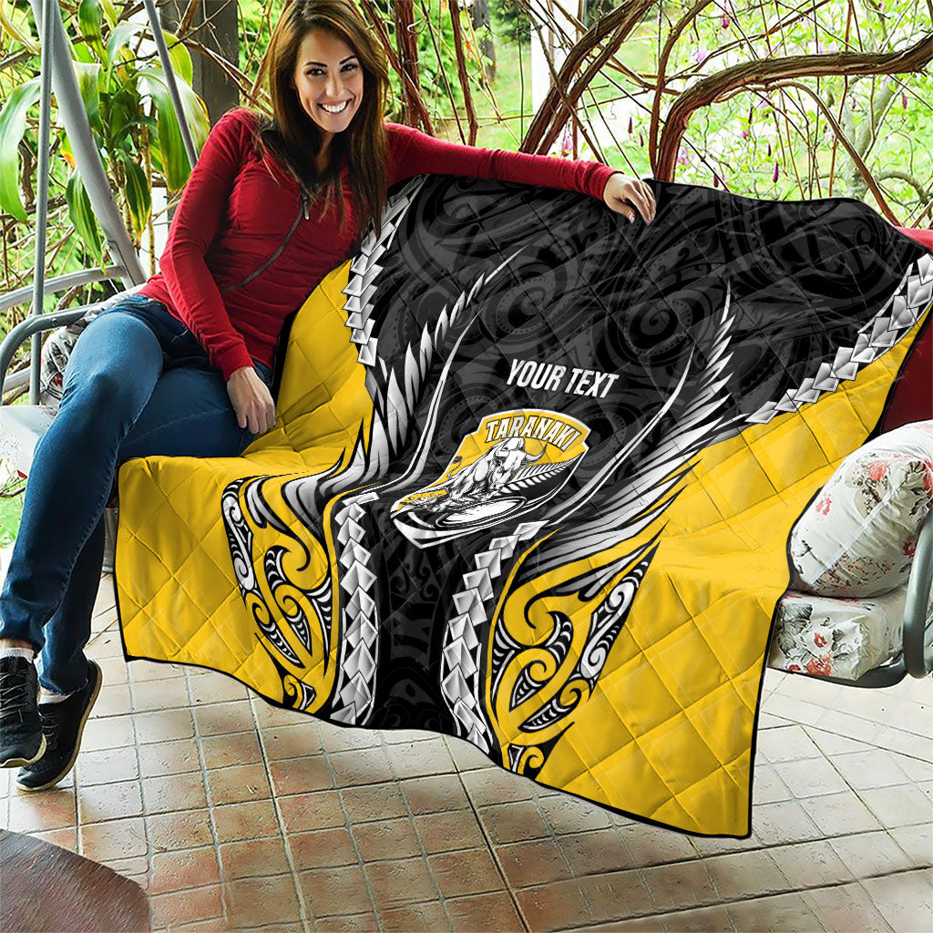 Taranaki 2026 Rugby Custom Quilt NZ Maori Silver Fern