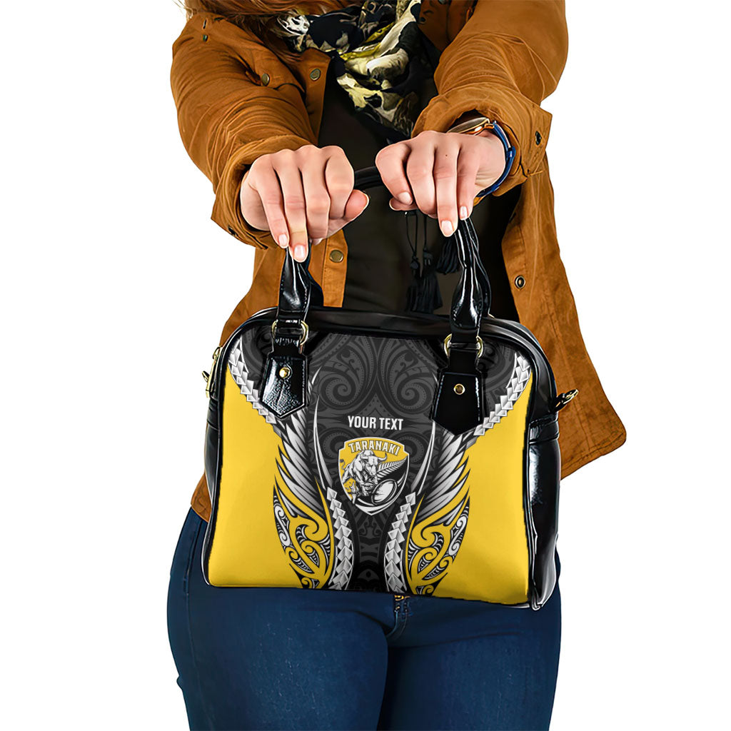 Taranaki 2026 Rugby Custom Shoulder Handbag NZ Maori Silver Fern LT14 One Size Black - Polynesian Pride